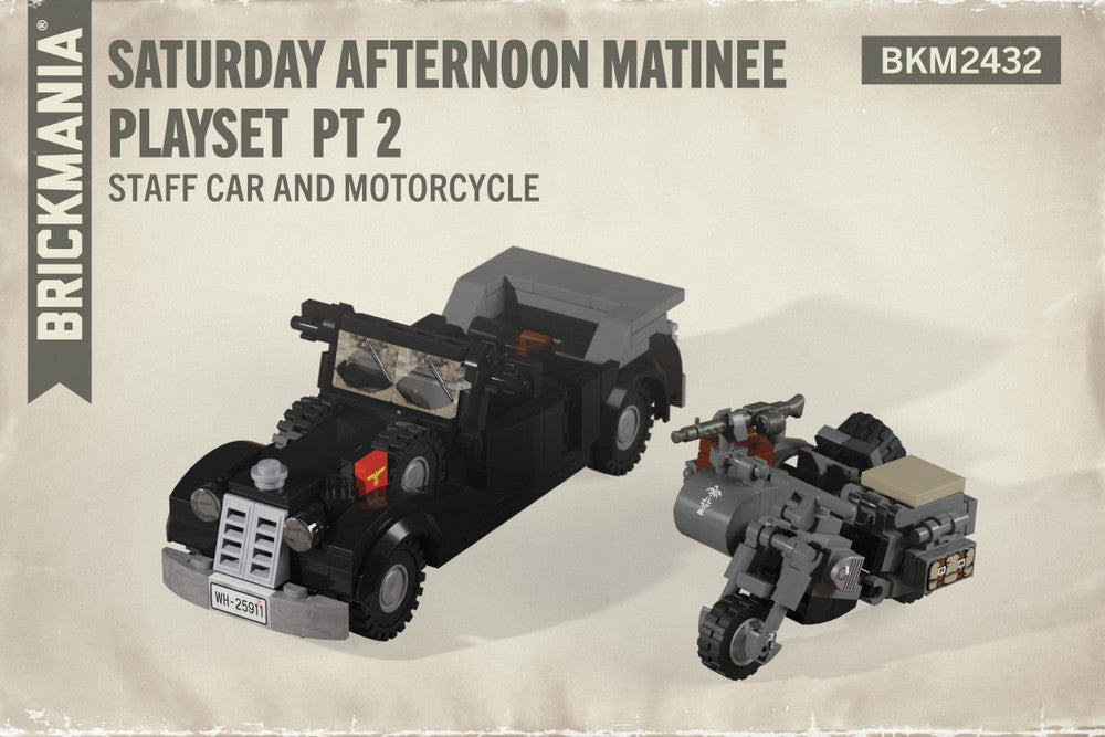 Saturday Afternoon Matinee Playset Pt.2 – Staff Car and Motorcycle