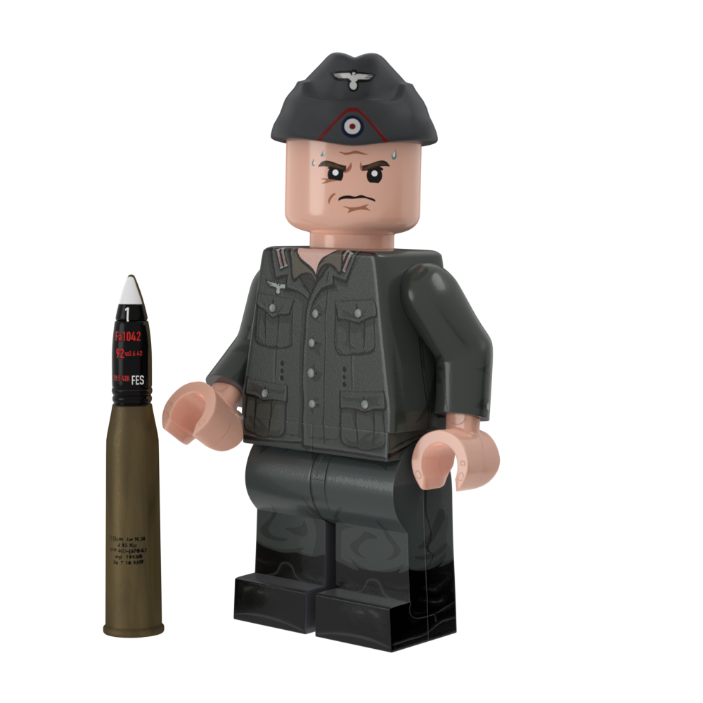 WWII German Gun Crewman with Perfect Caliber™ BrickArms® 88mm Shell