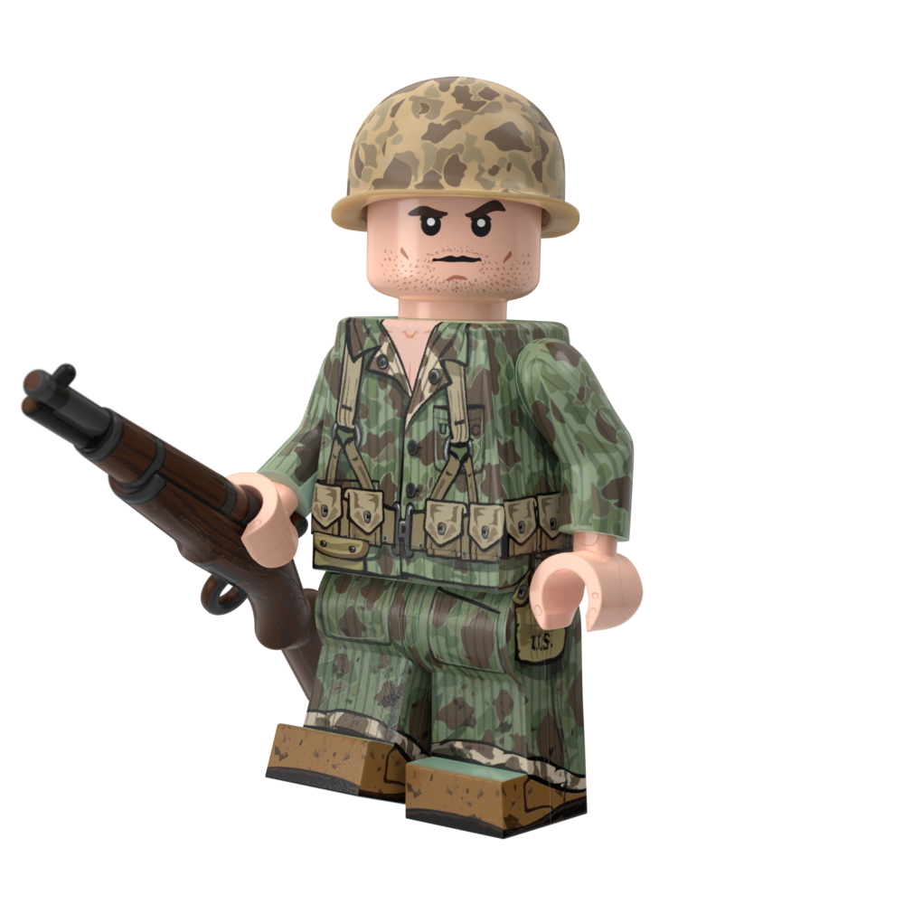 WWII US Marine Raider in Frogskin Camo with Perfect Caliber™ BrickArms® M1 Garand Rifle