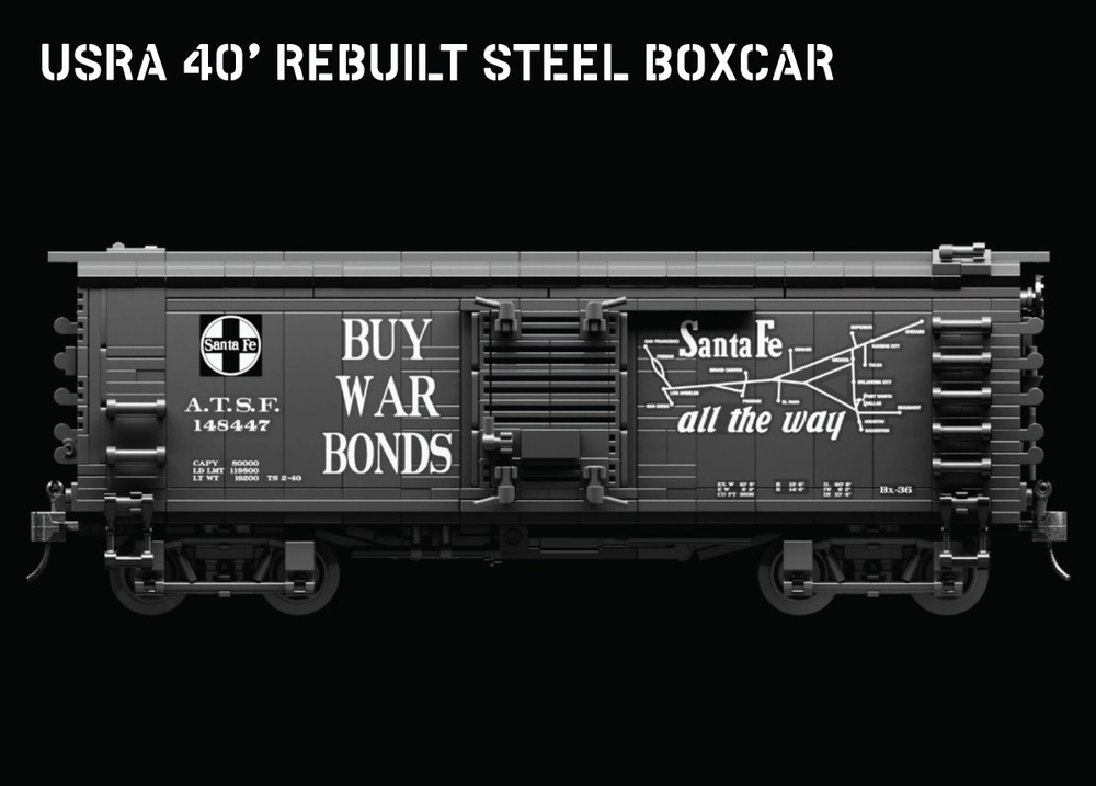 USRA 40’ Rebuilt Steel Boxcar - 1/48th Scale Brick Railroad Kit - MOMCOM inc.