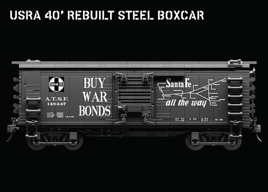 USRA 40’ Rebuilt Steel Boxcar - 1/48th Scale Brick Railroad Kit - MOMCOM inc.